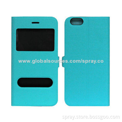 Caller ID Front View Leather Magnetic Stand Holder Case for iPhone